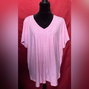 RBX Light Pink V-Neck Short Sleeve Top